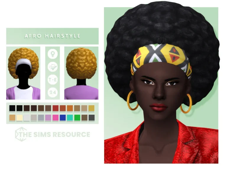 Vista previa de Afro Hairstyle, cabello de oranos para Los Sims 4.