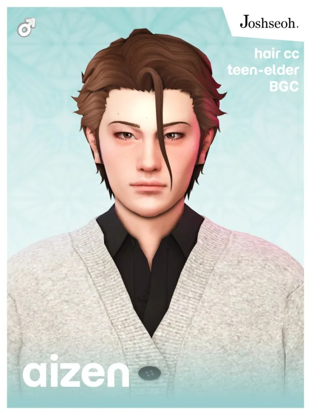 Vista previa de Aizen cabello (cabello Commissions), cabello de joshseoh para Los Sims 4.