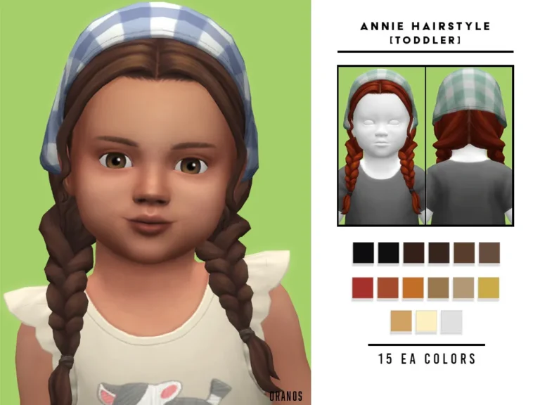 Vista previa de Annie Hairstyle [Toddler], cabello de oranos para Los Sims 4.