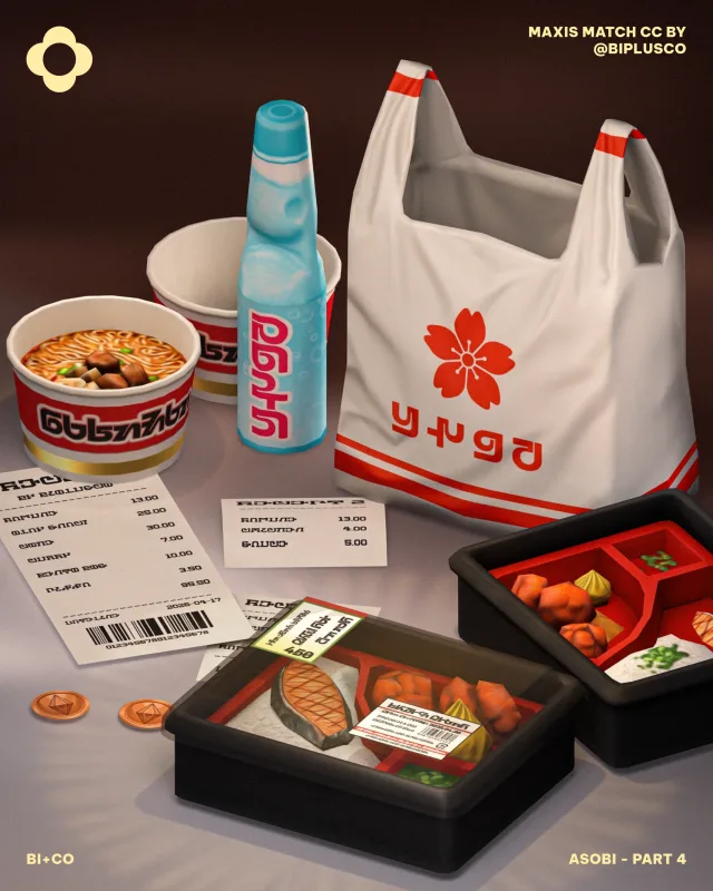 Asobi - Part 4 Indulge in the cozy chaos of late-night grocery runs for midnight cravings with our brand-new set! This colección is packed with essentials for those moments when h de biplusco para Los Sims 4