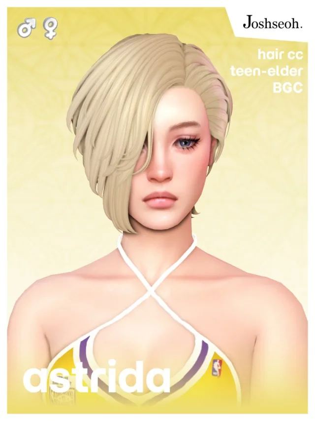 Vista previa de Astrida cabello (cabello Commissions), cabello de joshseoh para Los Sims 4.