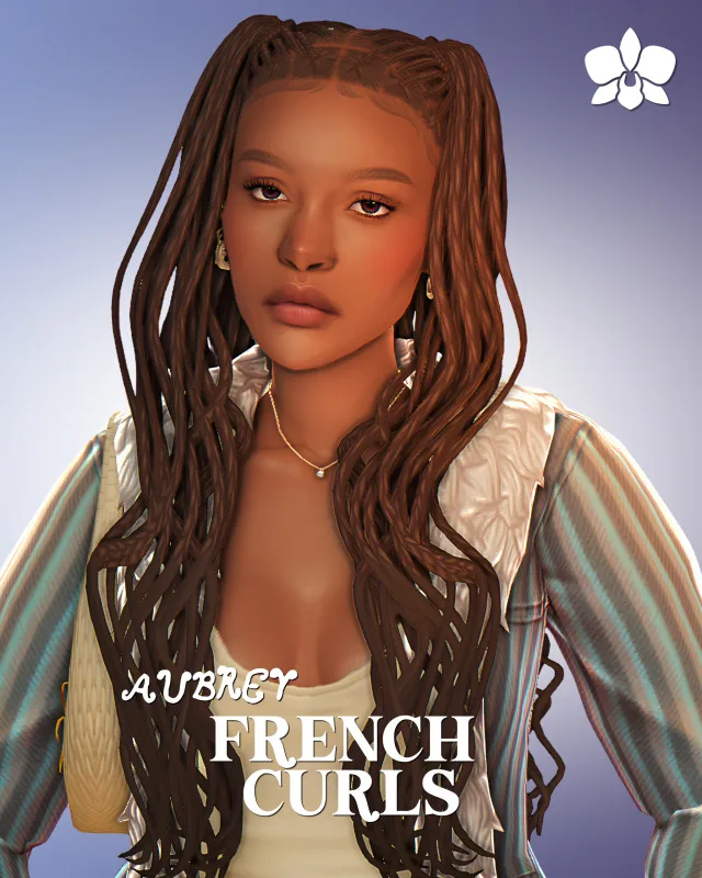 Aubrey French Curls (Free) juego base Compatible 24 EA Swatches Teen - Elder 56.4k Polygons Download de orchiona para Los Sims 4
