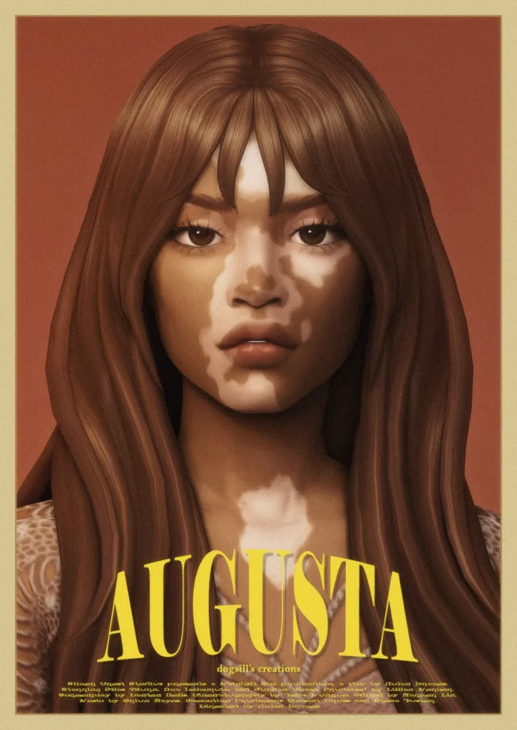 Augusta cabello de dogsill para Los Sims 4