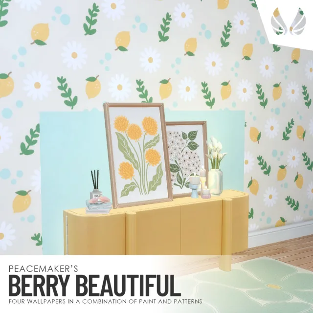 Berry Beautiful Wallpaper - 4 Wallpapers With Paint and Pattern Combos Took some time to refine the patterns I created for Soft Curves and turn them into some wallpapers in the vei de peacemaker-ic para Los Sims 4