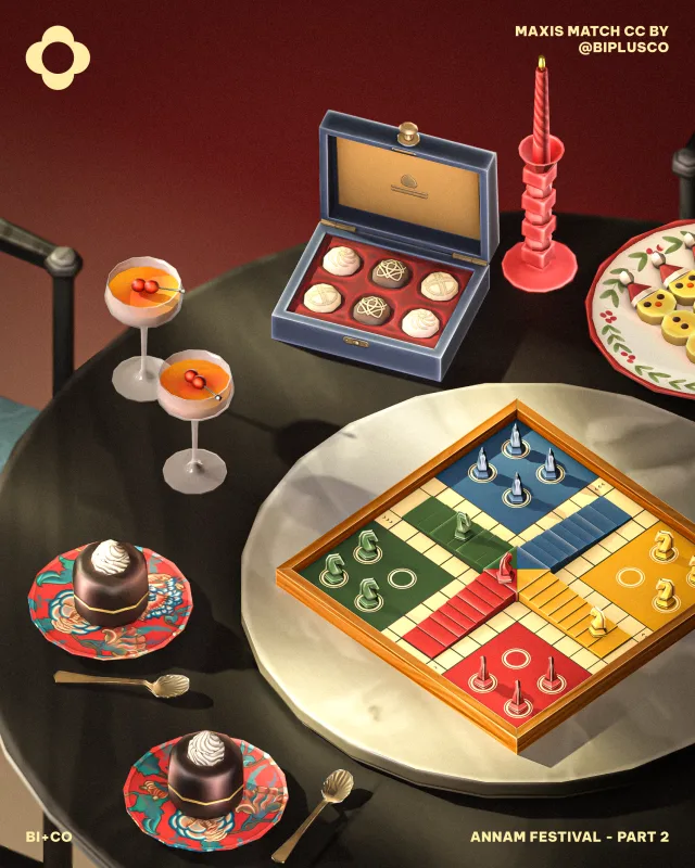 BI+CO Annam Festival - Part 2 Gather your Sims for an exciting game night with the Annam Festival Part 2 set! Following up on our first living lounge set, we were inspired by the t de biplusco para Los Sims 4