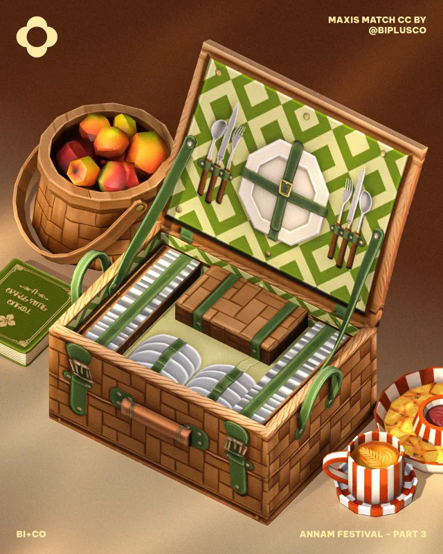 BI+CO Annam Festival - Part 3 Hey there amazing people! A colección inspired by peaceful Christmas nights is here! It brings the comfort and charm of a festive evening outdoor de biplusco para Los Sims 4