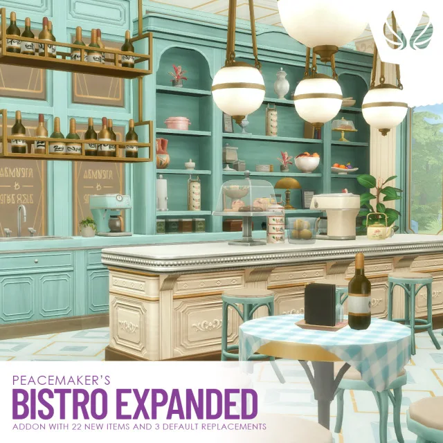 Bistro Expanded - Addon with 22 New items I really love Cozy Bistro Kit, but unfortunately, it doesn't cater well to other wall heights. Although I could really only edit the windo de peacemaker-ic para Los Sims 4