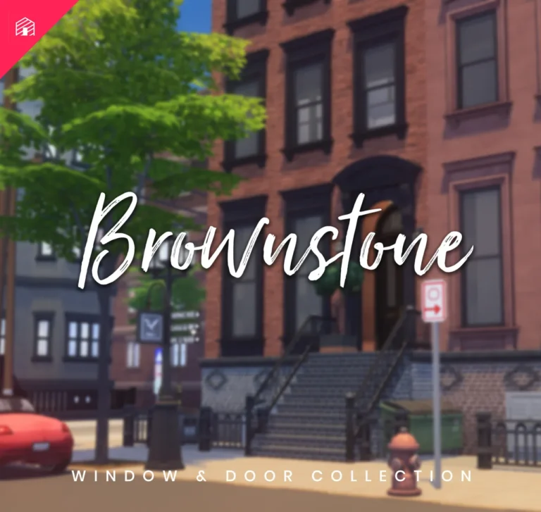 Vista previa de Brownstone colección - Part Two, construir y comprar de harrie-cc para Los Sims 4.