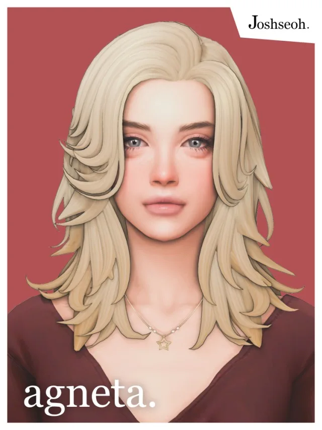 Vista previa de Cabello Agneta, cabello de joshseoh para Los Sims 4.