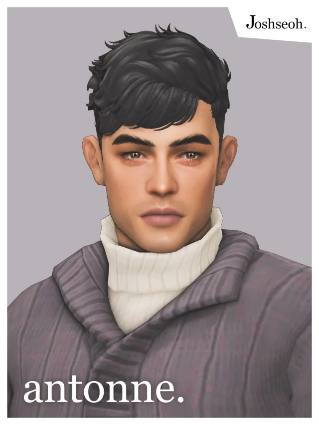 Vista previa de Cabello Antonne, cabello de joshseoh para Los Sims 4.