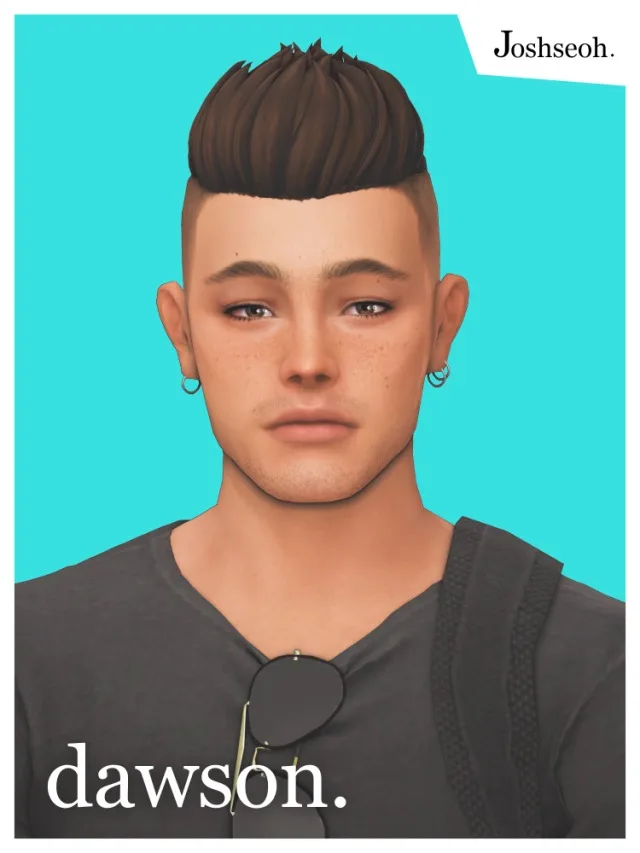 Vista previa de Cabello Dawson, cabello de joshseoh para Los Sims 4.