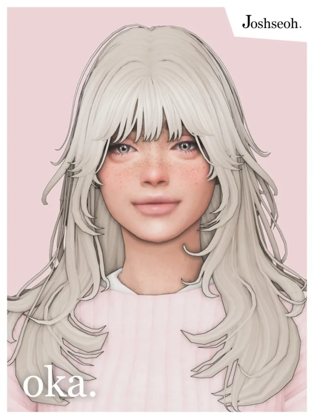 Vista previa de Cabello Oka, cabello de joshseoh para Los Sims 4.