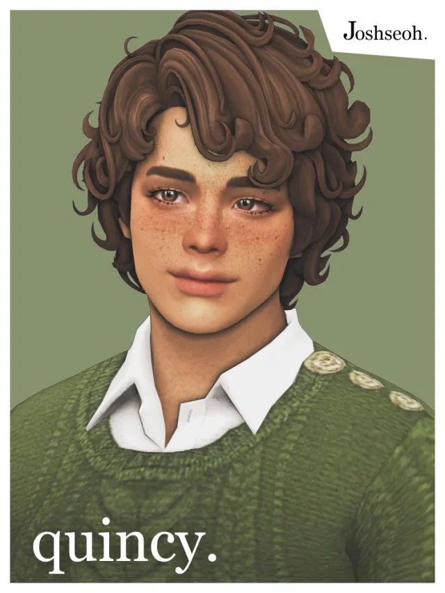 Vista previa de Cabello Quincy, cabello de joshseoh para Los Sims 4.