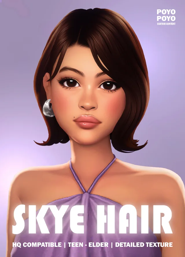 Vista previa de Cabello SKYE, cabello de poyopoyosim para Los Sims 4.