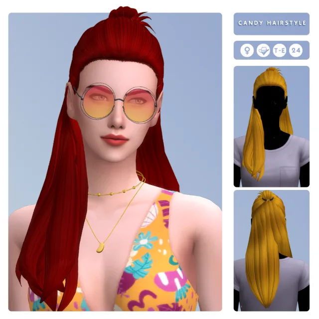 Vista previa de Candy Hairstyle, cabello de oranos para Los Sims 4.