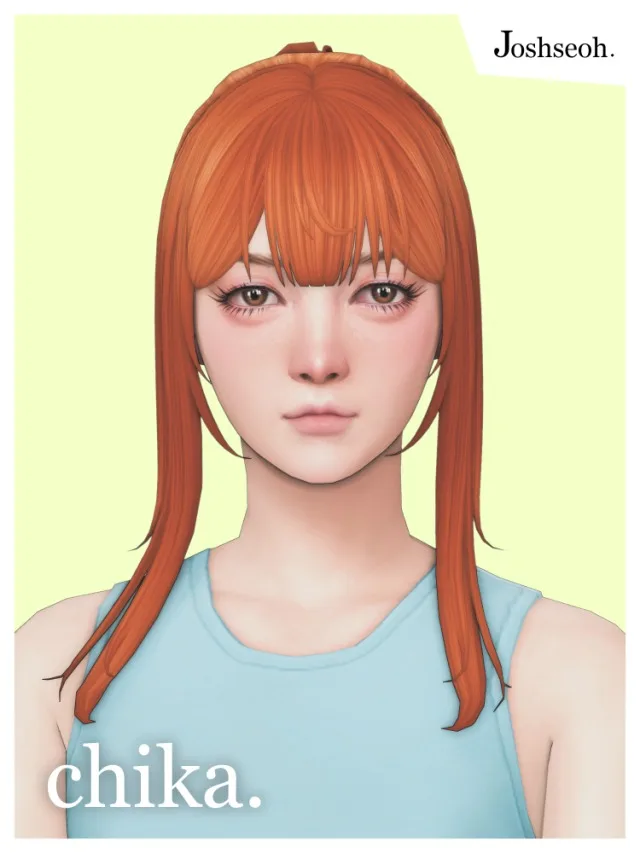 Vista previa de Chika cabello (cabello Commissions), cabello de joshseoh para Los Sims 4.