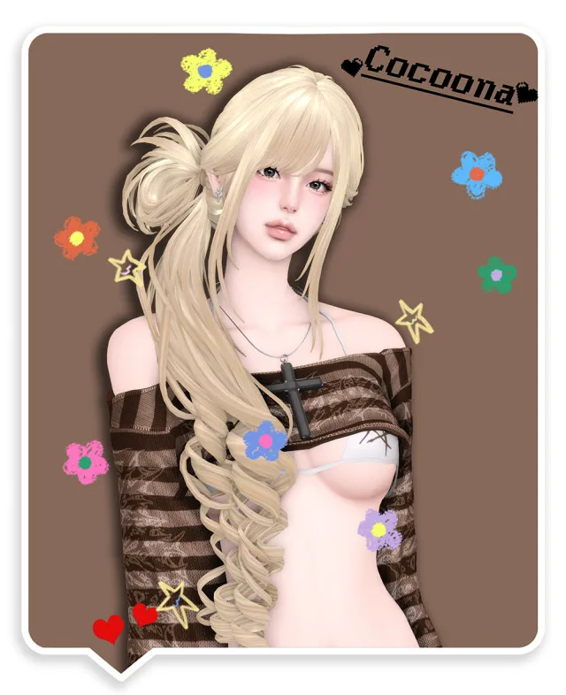Vista previa de Cocoona_AU3 Dance Star to SIMS 4 cabello 01, cabello de cocoona-sims para Los Sims 4.