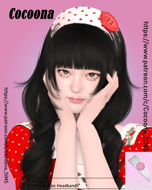 Vista previa de Cocoona_Cute Button Headband202606, crear un sim de cocoona-sims para Los Sims 4.