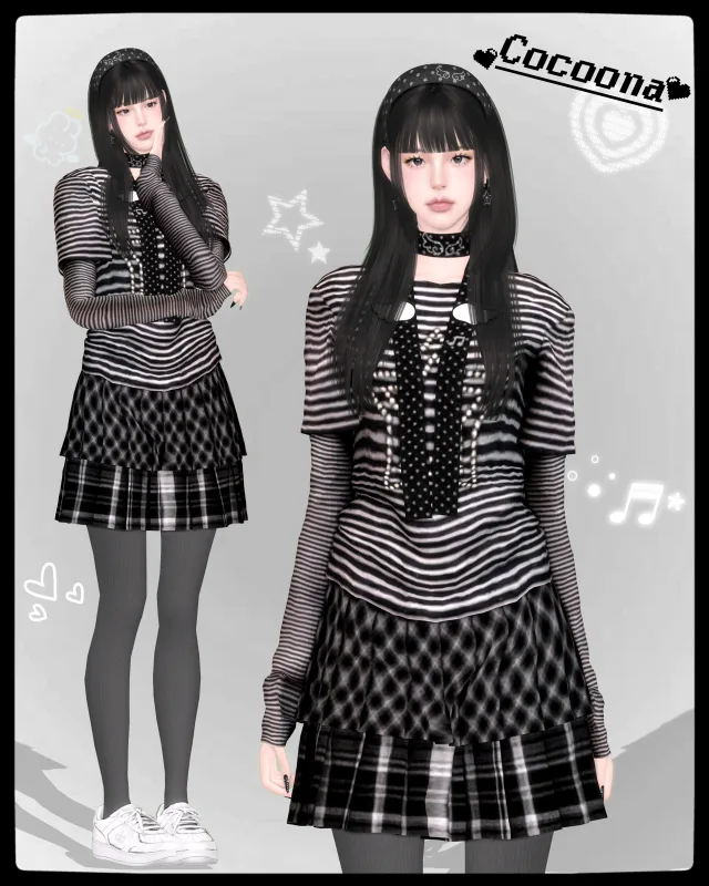 Vista previa de Cocoona_Dotted Grunge Starlet, crear un sim de cocoona-sims para Los Sims 4.