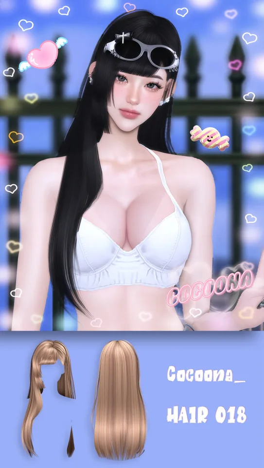 Vista previa de Cocoona_HAIR 018, cabello de cocoona-sims para Los Sims 4.