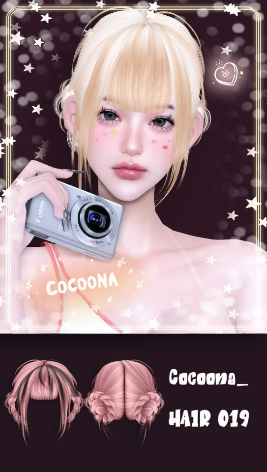 Vista previa de Cocoona_HAIR 019, cabello de cocoona-sims para Los Sims 4.