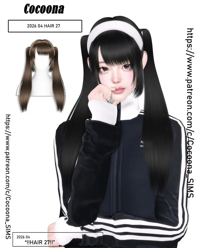 Vista previa de Cocoona_HAIR 27, cabello de cocoona-sims para Los Sims 4.