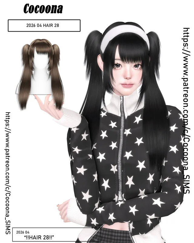 Vista previa de Cocoona_HAIR 28, cabello de cocoona-sims para Los Sims 4.
