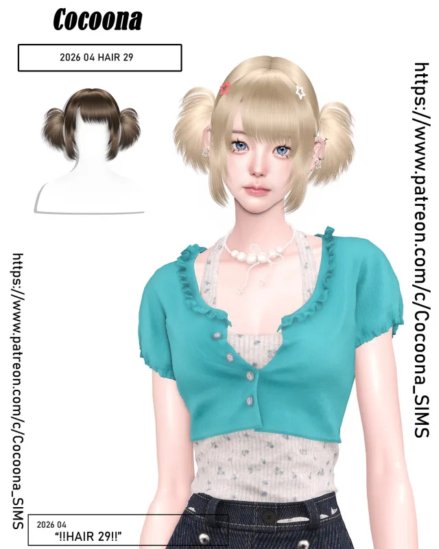 Vista previa de Cocoona_HAIR 29, cabello de cocoona-sims para Los Sims 4.