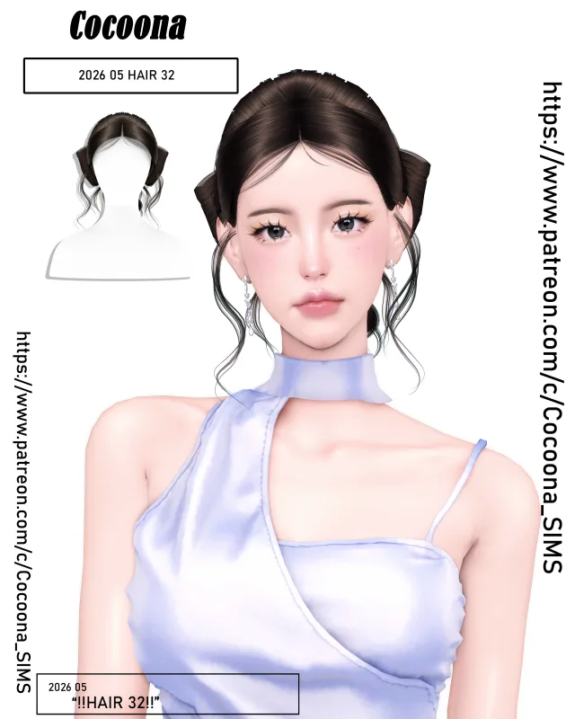Vista previa de Cocoona_HAIR 32, crear un sim de cocoona-sims para Los Sims 4.