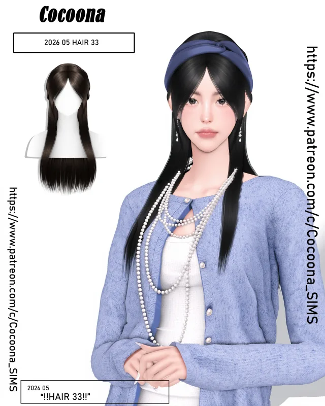 Vista previa de Cocoona_HAIR 33, crear un sim de cocoona-sims para Los Sims 4.