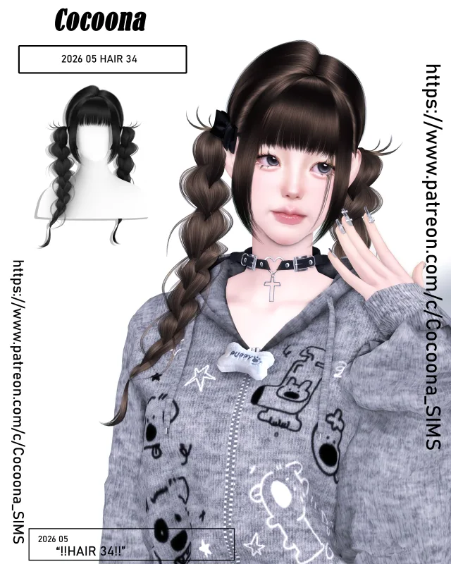 Vista previa de Cocoona_HAIR 34, crear un sim de cocoona-sims para Los Sims 4.
