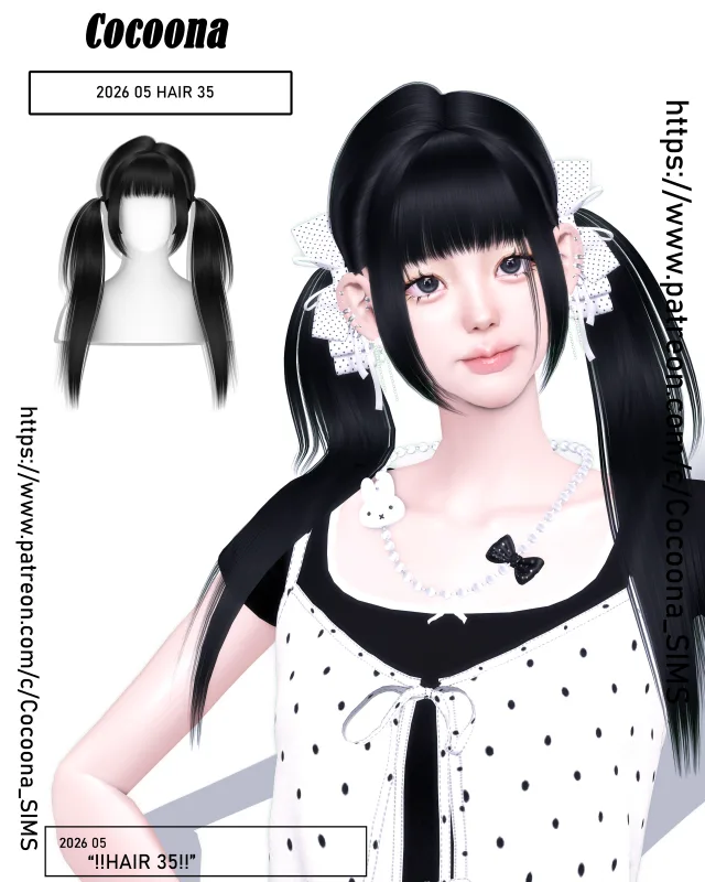 Vista previa de Cocoona_HAIR 35, crear un sim de cocoona-sims para Los Sims 4.