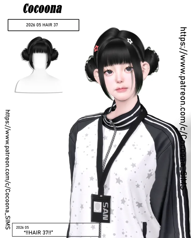 Vista previa de Cocoona_HAIR 37, crear un sim de cocoona-sims para Los Sims 4.