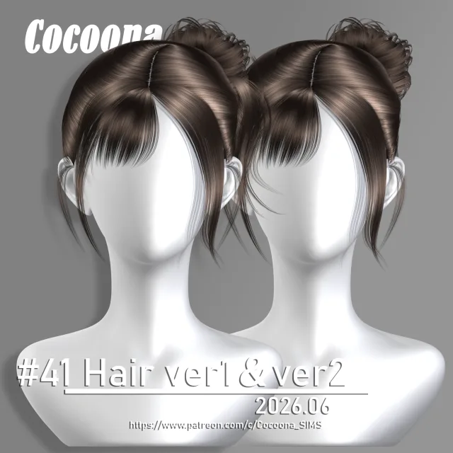 Vista previa de Cocoona_HAIR 41ver1＆ver2, cabello de cocoona-sims para Los Sims 4.