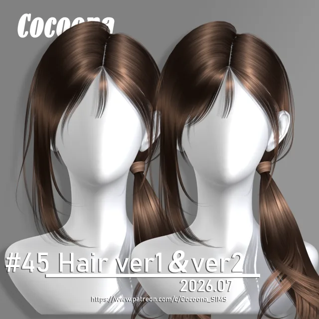 Vista previa de Cocoona_HAIR 45, cabello de cocoona-sims para Los Sims 4.