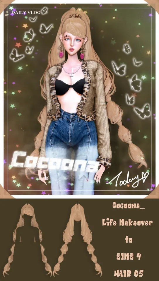 Vista previa de Cocoona_Life Makeover to SIMS 4 cabello 05, cabello de cocoona-sims para Los Sims 4.