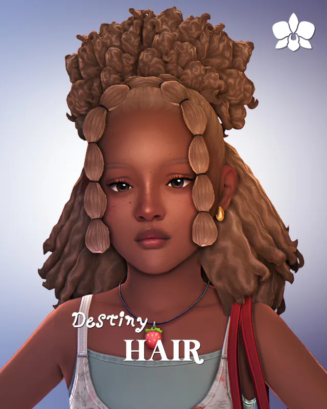 Destiny cabello (Early Access) juego base Compatible 15 EA Swatches Child 17.6k Polygons Download Public: (08/14/2026) de orchiona para Los Sims 4