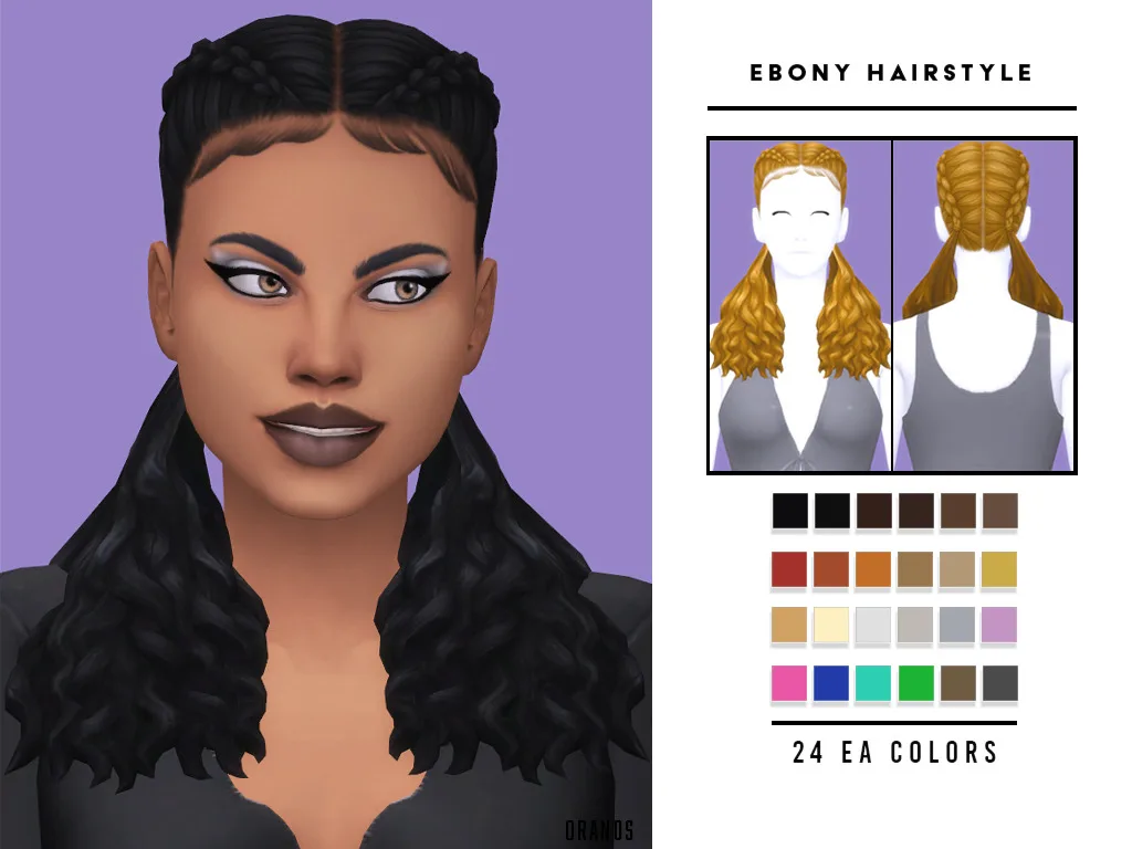 Vista previa de Ebony Hairstyle, cabello de oranos para Los Sims 4.