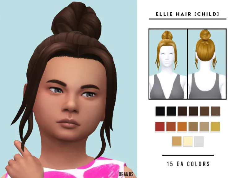 Vista previa de Ellie cabello [Child], cabello de oranos para Los Sims 4.