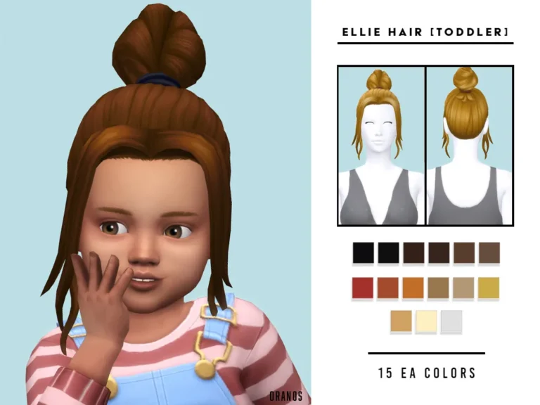 Vista previa de Ellie cabello [Toddler], cabello de oranos para Los Sims 4.