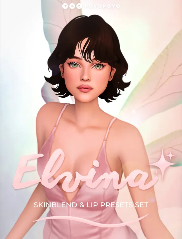 Vista previa de ELVINA | SKINBLEND & LIP PRESETS SET, genética de poyopoyosim para Los Sims 4.