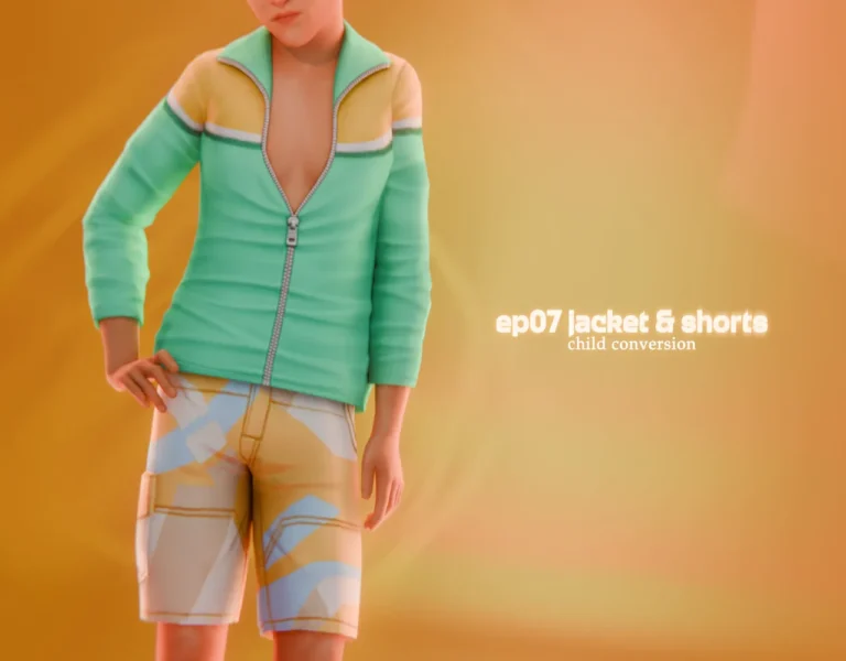 📑EP07 Jacket Track & Board Shorts (Kids Conversion) de its-adrienpastel para Los Sims 4
