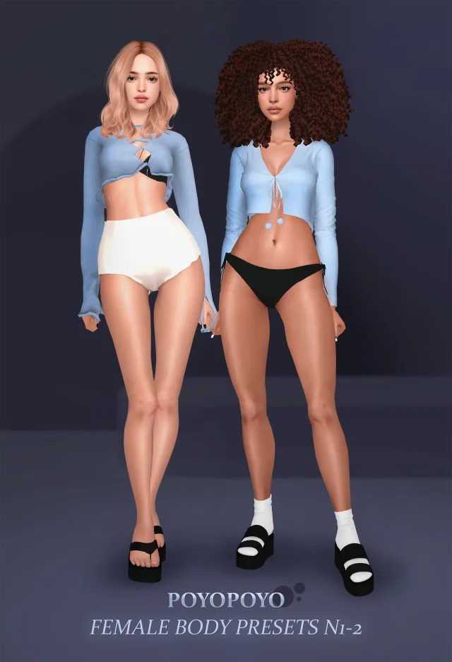 Vista previa de FEMALE BODY PRESETS, genética de poyopoyosim para Los Sims 4.