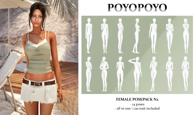 Vista previa de Female Posepack N2, poses de poyopoyosim para Los Sims 4.