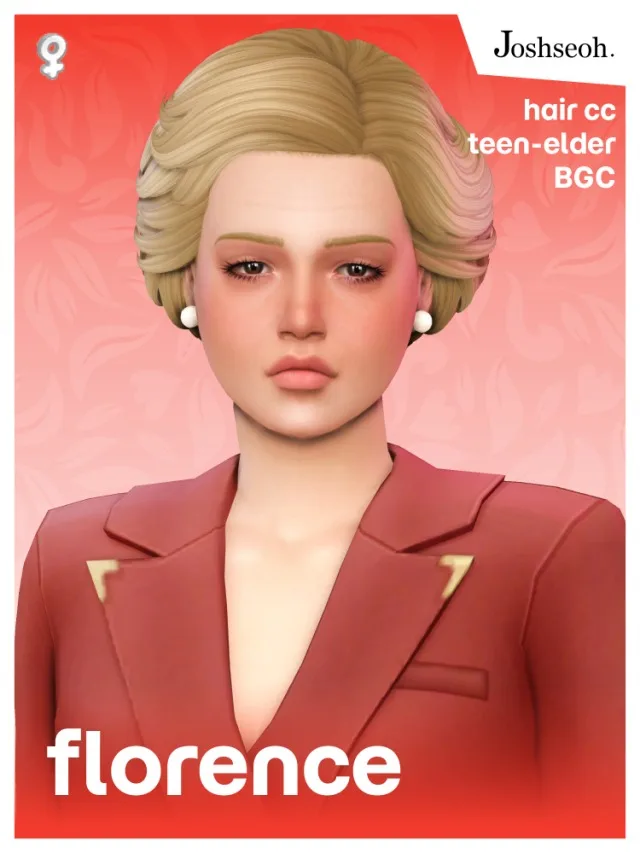 Vista previa de Florence cabello (cabello Commissions), cabello de joshseoh para Los Sims 4.