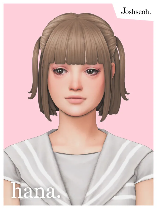 Vista previa de Hana cabello (cabello Commissions), cabello de joshseoh para Los Sims 4.