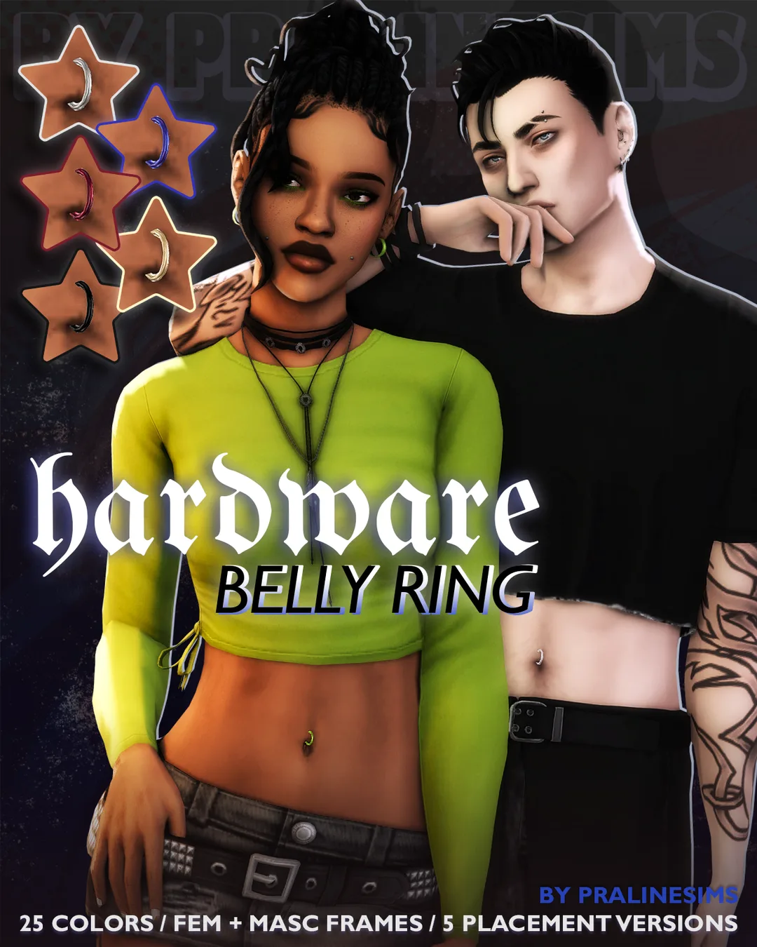 CC gratis para Los Sims 4, HARDWARE Belly Button Piercing de Pralinesims para Los Sims 4 | Simlish4