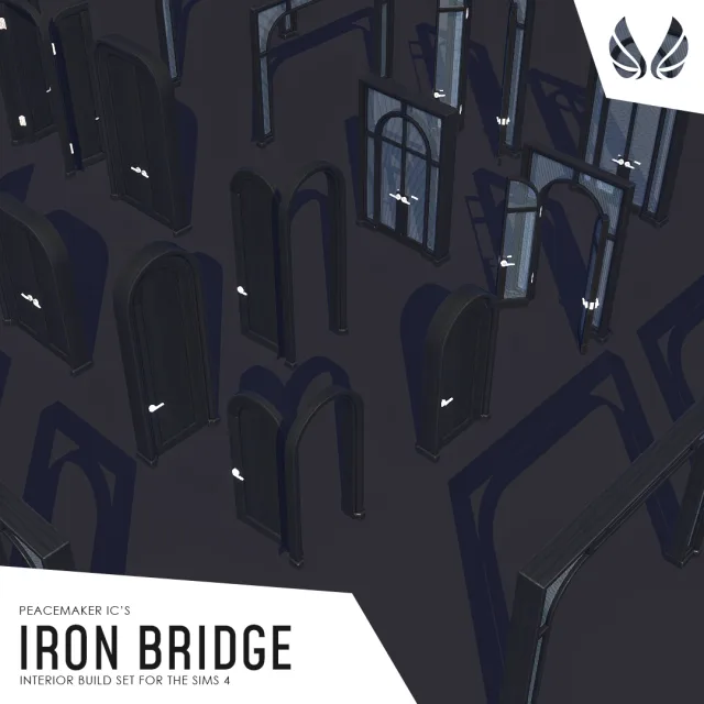 Vista previa de Iron Bridge - Interior Buildmode Set with 18 items, construir y comprar de peacemaker-ic para Los Sims 4.