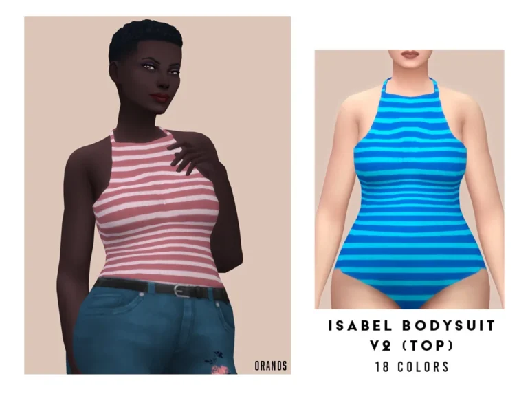 Vista previa de Isabel Bodysuit V2 (Top), ropa de oranos para Los Sims 4.