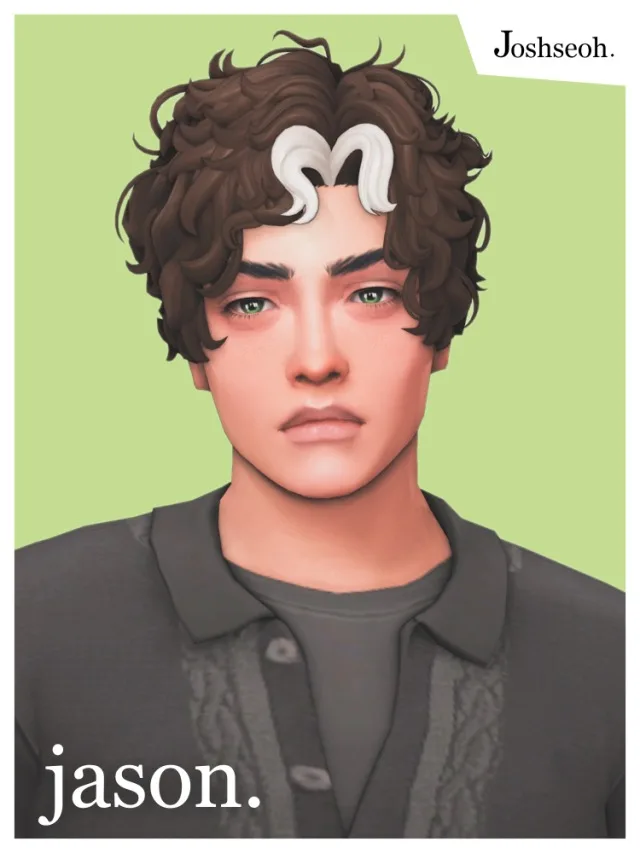 Vista previa de Jason Todd cabello (Curly Version) & Streaks Overlay - cabello Commissions, cabello de joshseoh para Los Sims 4.